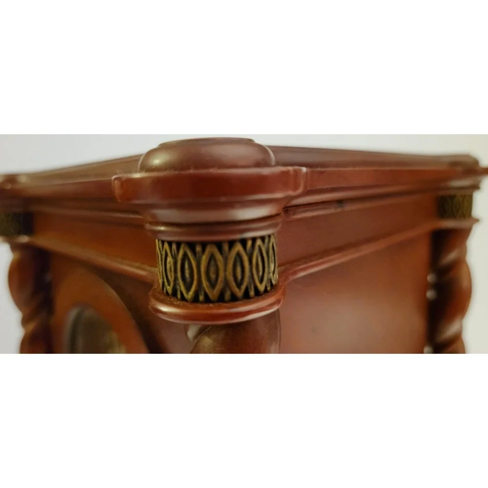 Vintage Cherry Wood Bombay Mantle Shelf Quartz Clock Hidden Storage Compartment